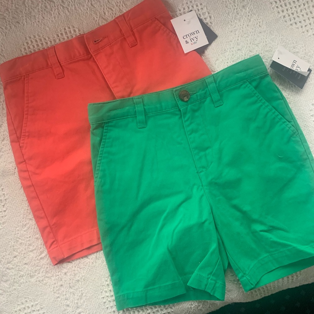 Shorts brand new never worn a bright salmon color and green